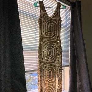 Gold sequin prom dress